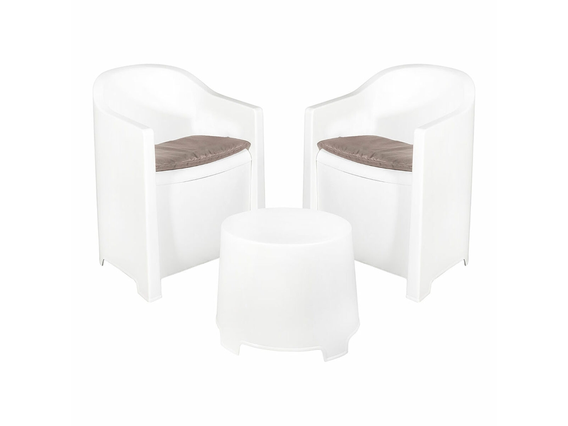 Conjunto de mesa de jardín Ipae Progarden Luna Sluc06bg blanco con 2 sillones (3 piezas)
