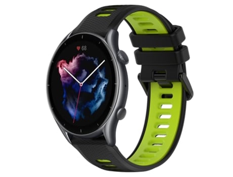 Correa de reloj inteligente para Amazfit GTR 3 22MM Correa deportiva de silicona bicolor (negro + verde)