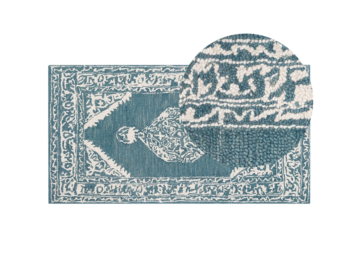 Alfombra de pelo corto BELIANI Gevas de Lana Azul 80x150