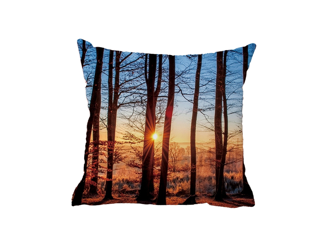 Elegante Funda De Cojín Para Sofá Con Diseño De Paisaje Forestal Otoñal