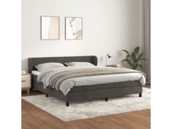 Cama box spring con colchón terciopelo gris oscuro 160x200 cm