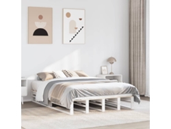 Estructura De Cama Sin Colchón Madera De Pino Blanca 140x200 Cm