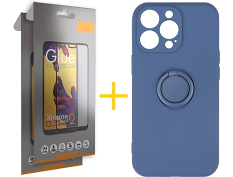 Carcasa + 2 Protectores de Vidrio Full iPhone 13 Pro SKYHE Gel O-Ring Azul