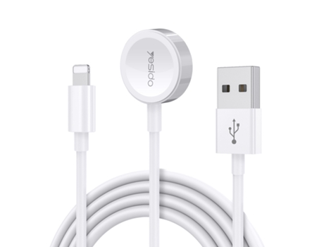 Yesido CA70 para Apple Watch 2 en 1 USB a cargador de reloj inalámbrico magnético de 8 pines, longitud del cable: 1,5 m (blanco)