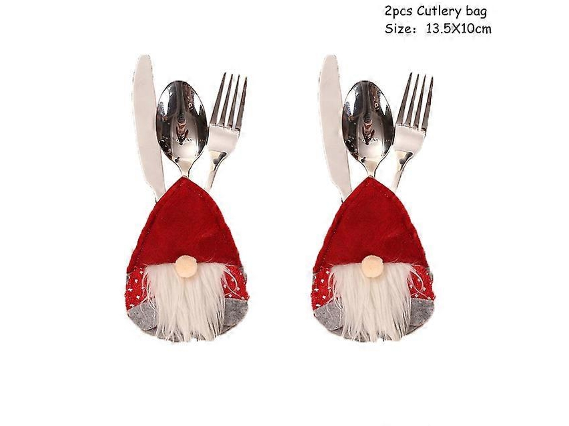 Juego de 2 portacubiertos navideños con bolsillo para cuchillo y tenedor, decoración navideña 2025 para el hogar, Navidad 2025, Nostalgia88