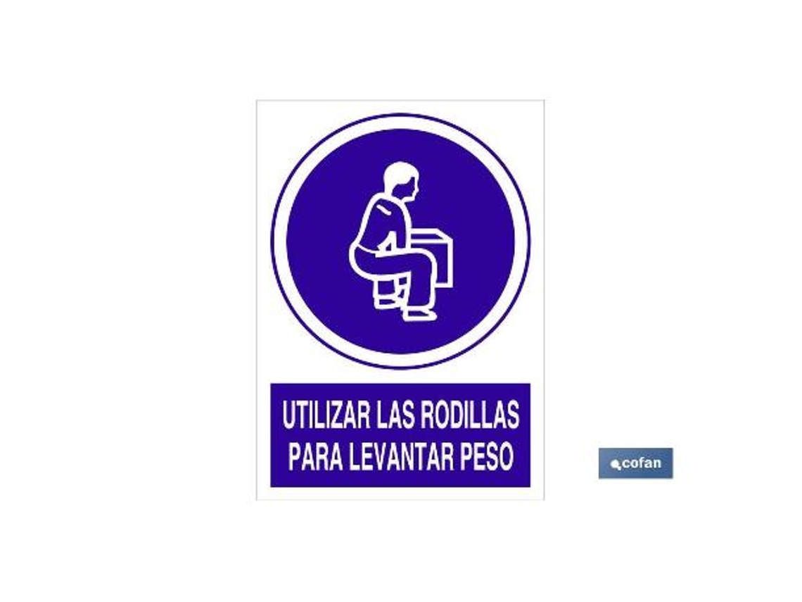 Señal adhesiva 148x105mm utilizar las rodillas para levantar peso