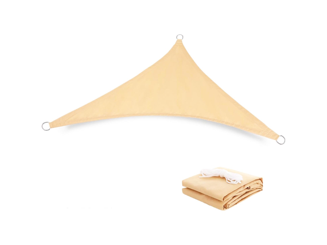 Vela de sombra triangular impermeable, resistente al viento y a los rayos UV MDUG (beige)