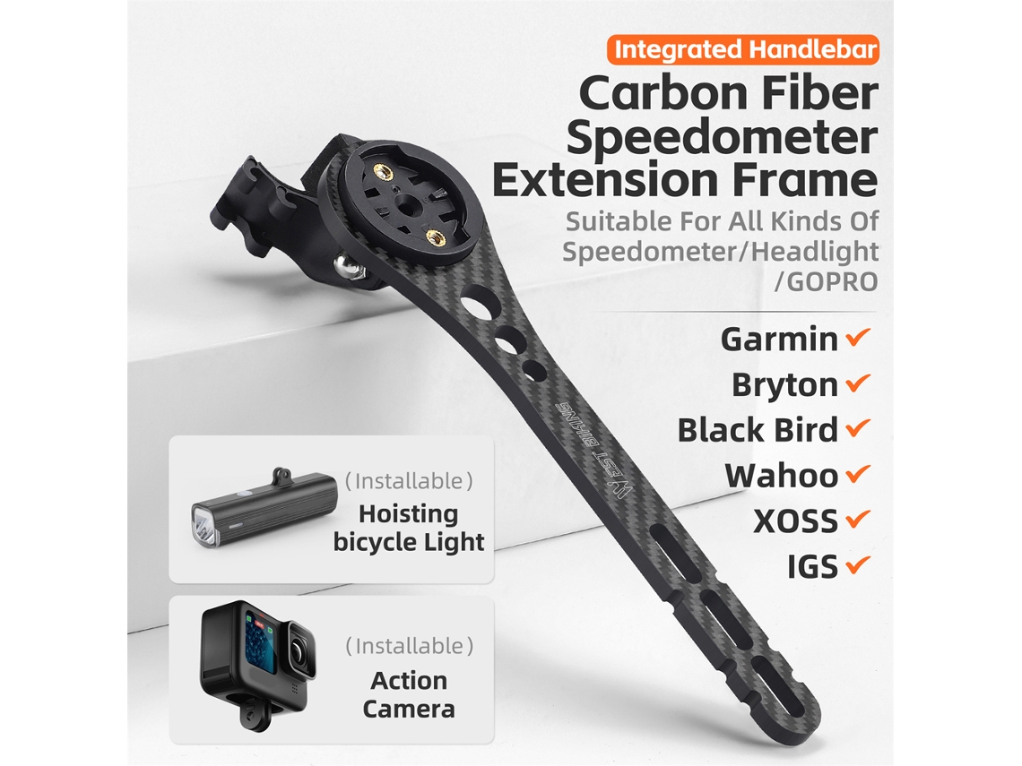2026-soporte Extensor De Fibra De Carbono Para Portacomputadora Bicicleta Manillar Carretera Con Adaptador Para Luz Y Cámara