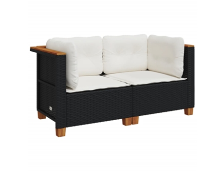Conjunto 2 Sofá De Jardín VIDAXL Negro Poli Ratán