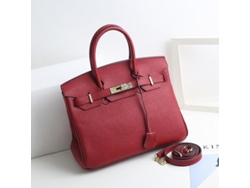 2026-bolso De Cuero De Vaca Primera Capa Para Mujer, Estilo Birkin, Tote, Bandolera, Kelly, Mediano, Lychee Pattern