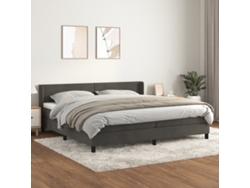 Cama box spring con colchón terciopelo gris oscuro 200x200 cm