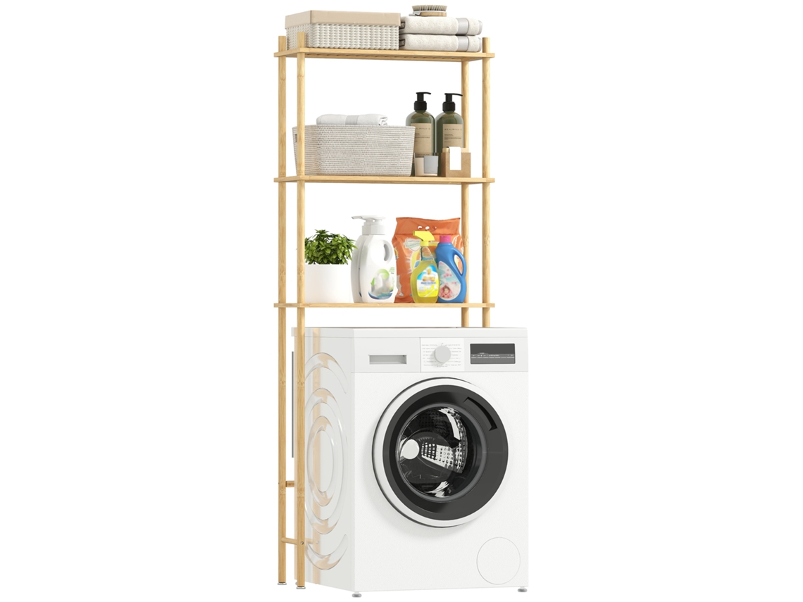Estantería de baño de 3 niveles que optimiza el espacio, fabricada en madera.