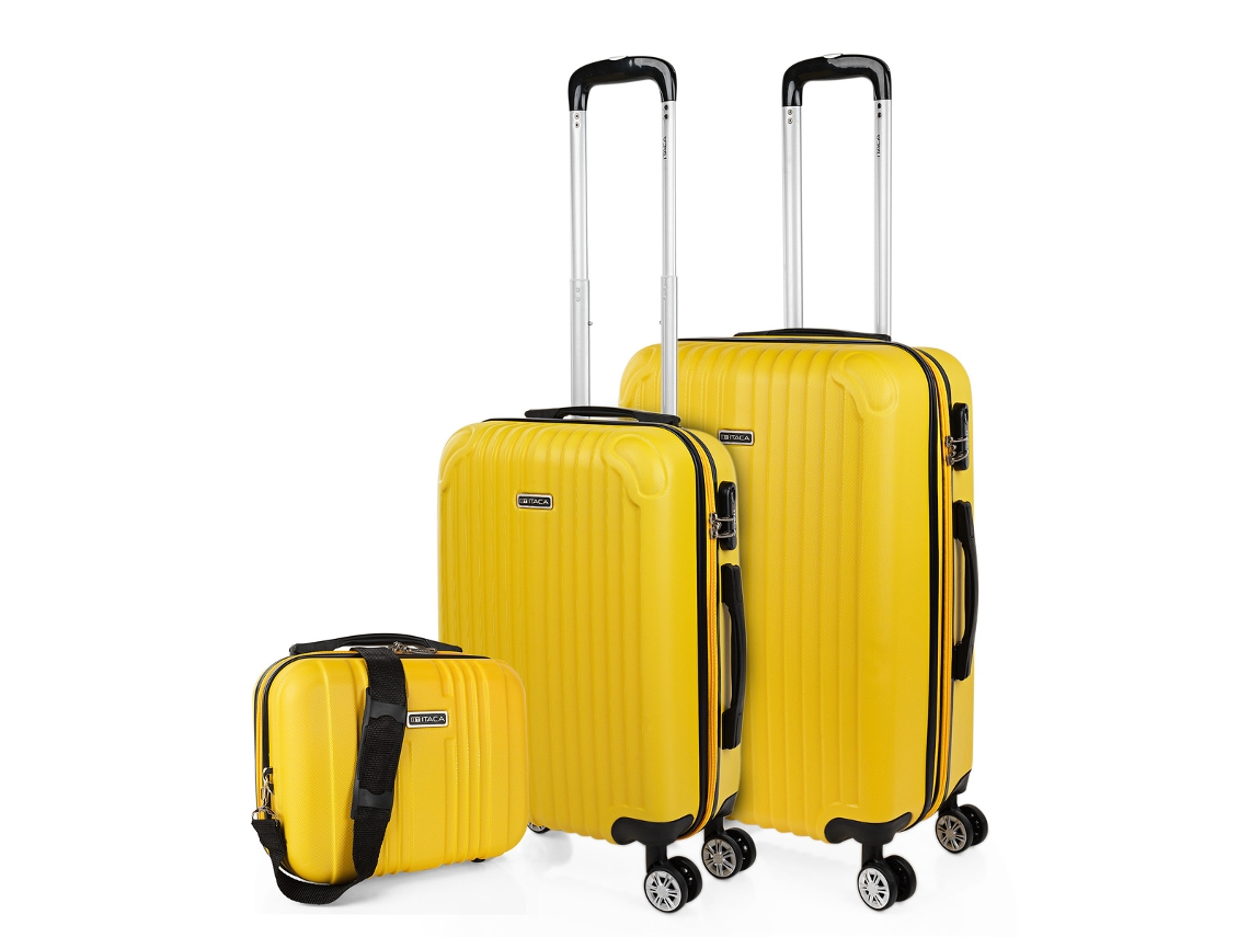 Juego De Maletas Rígidas Abs ITACA Sevron amarillo (41X66x27 Cm - 68L)