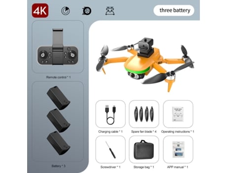 S5S Mini Drone con cámara 4K HD Evitación de obstáculos con láser (3 baterías - Duración de la batería: 18 min - Naranja) YIZHOOD