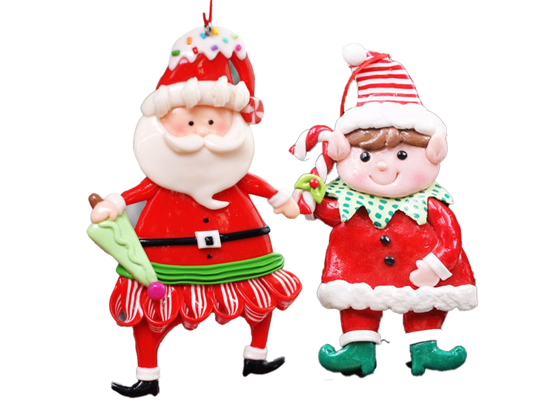 2 colgantes navideños de arcilla suave: árbol de Navidad payaso AURUM