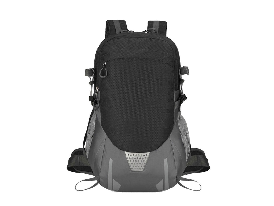 Mochila deportiva de gran capacidad, ideal para senderismo, ciclismo y acampada. Resistente al agua. Negra.
