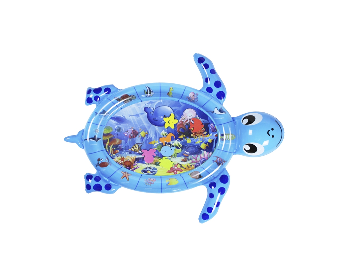 Colchón inflable con forma de tortuga y diseño submarino. 105 x 74 cm. Presa.