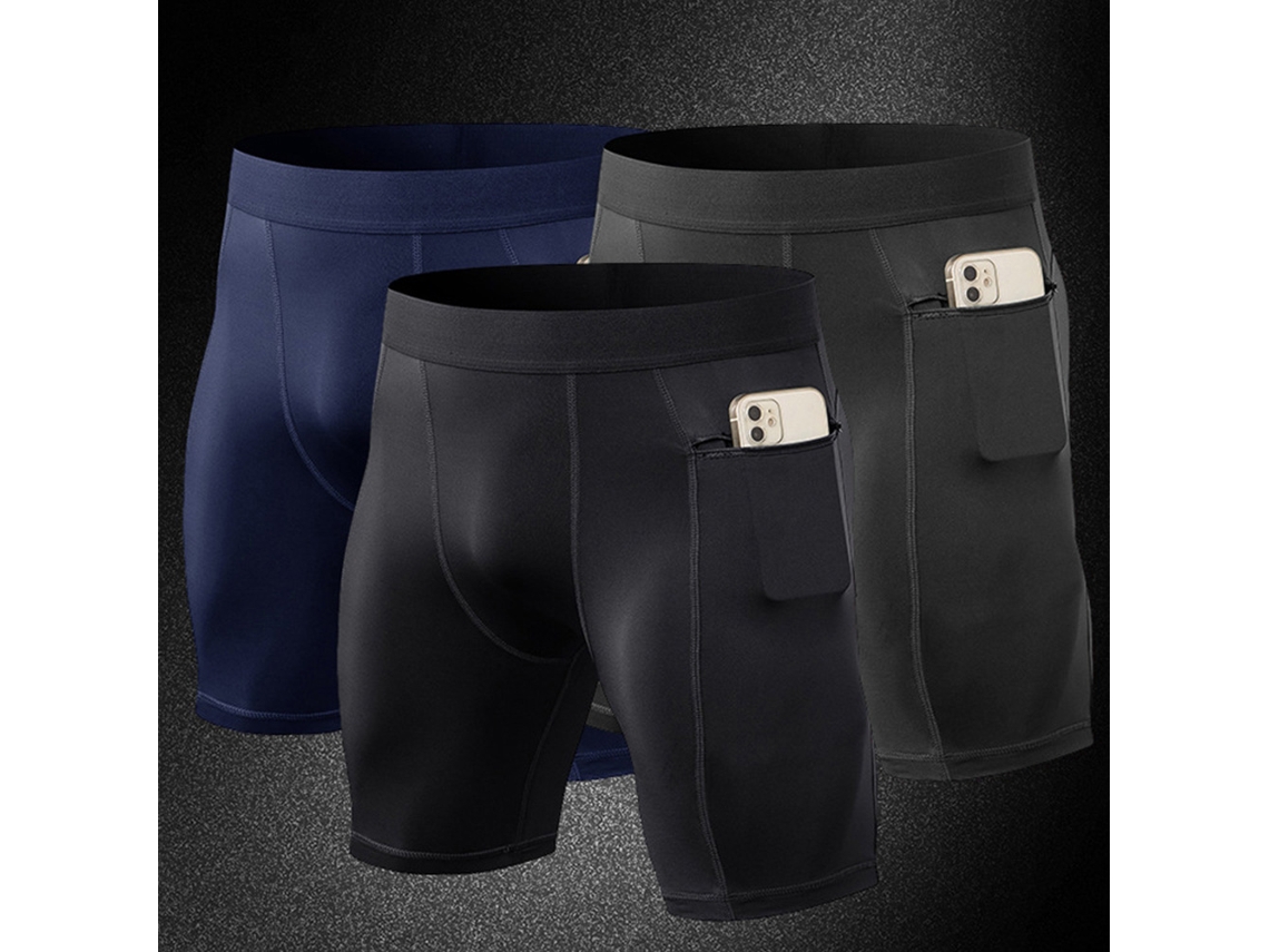 Paquete De 3 Calzoncillos De Entrenamiento Para Hombre, De Secado Rápido Y Compresión, Con Bolsillo.