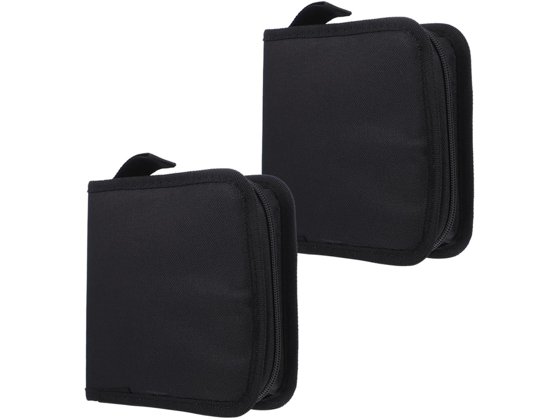 Juego De 2 Estuches Para Cd De Tela Oxford Negra, Con Capacidad Para 40 Discos, Bolsa De Almacenamiento Para Cd/dvd.