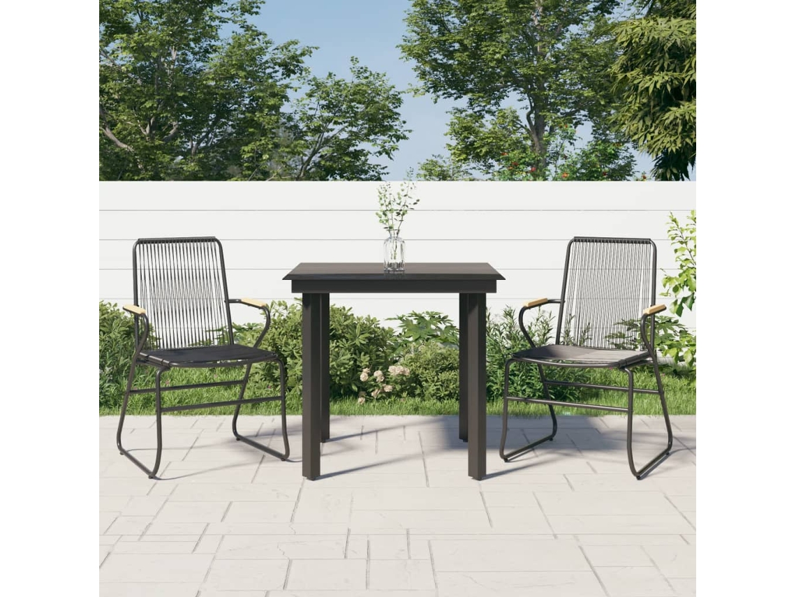Piezas Conjunto De Jantar Para Jardim Vime Pvc Preto Dkd Home Decor