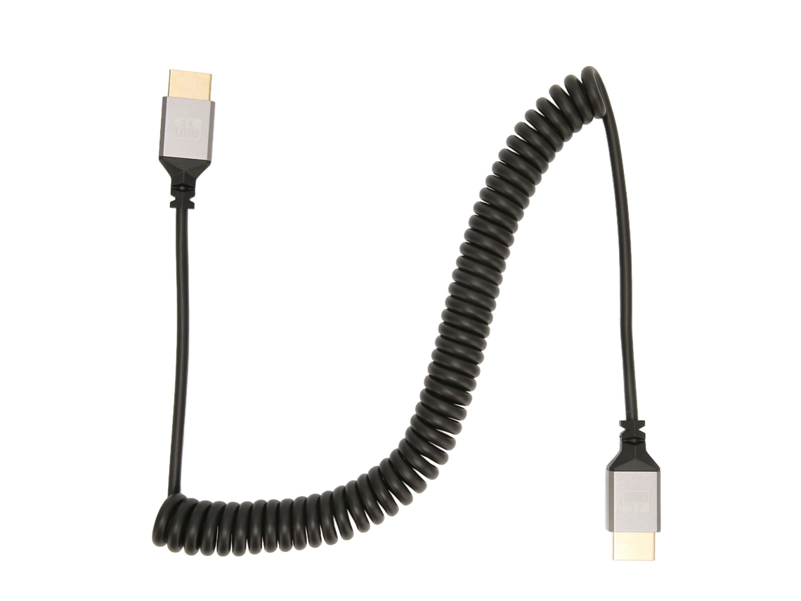 Cabo HDMI espiralado de alta velocidade Baoj-2026 4K 60Hz macho para macho para tablet, câmera, computador, TV e monitor.