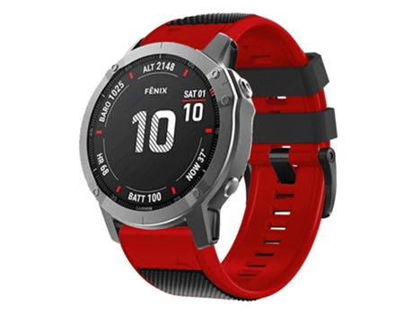 Correa de reloj inteligente para Garmin Fenix 7 Pro 22 mm Hebilla de tornillo Textura de diamante Correa de reloj de silicona bicolor (negro + rojo)