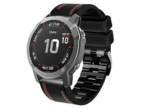 Pulsera Correa De Reloj De Cuero De Silicona Con Costuras Tricolores Para Garmin Fenix 7x Negro VENISYMLIS
