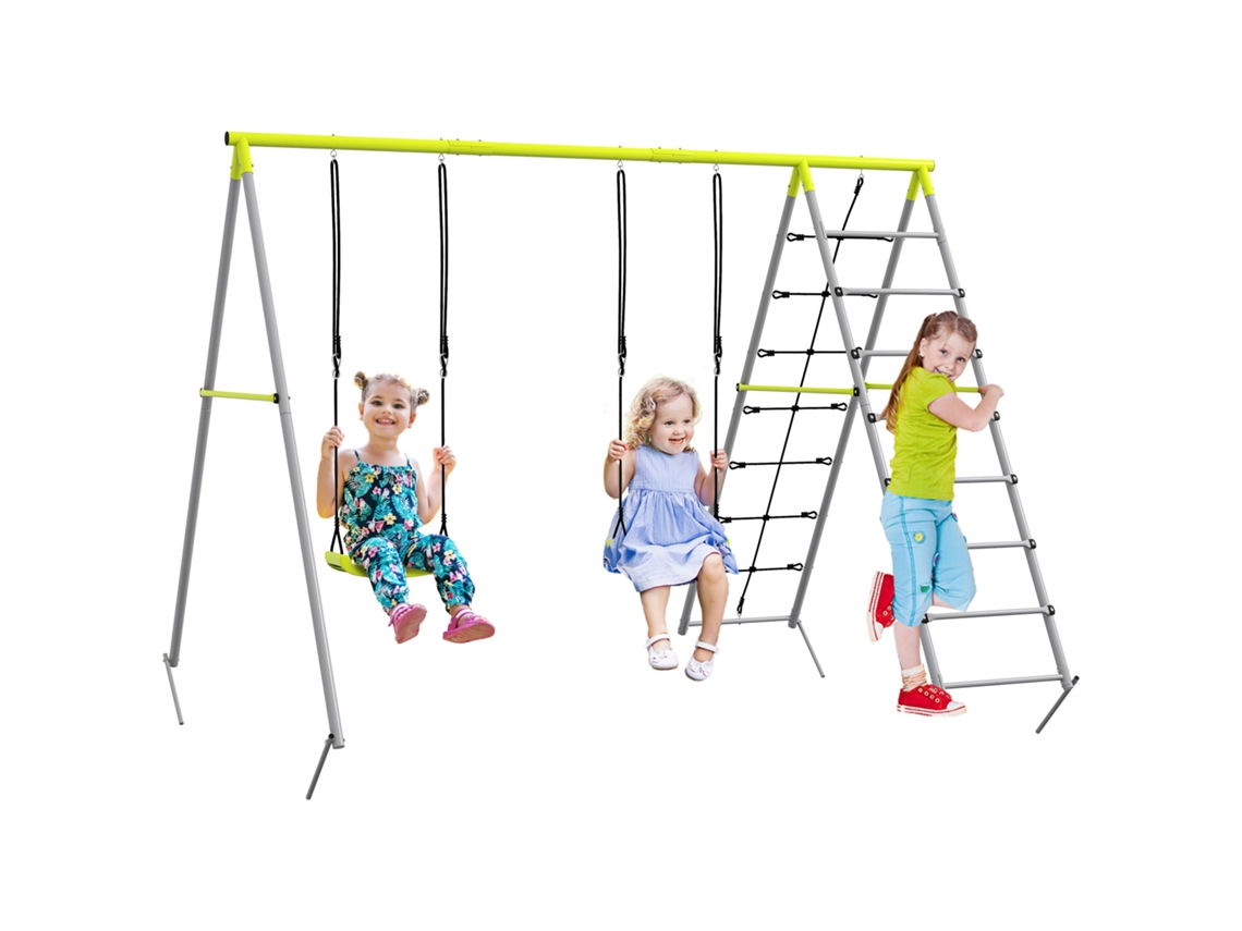 Columpio Infantil 4 En 1 Escalera Red Trepar Verde