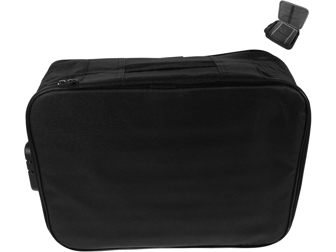 Caja De Almacenamiento Negra De 3 Niveles Con Cerradura De Combinación, Organizador De Documentos Portátil.