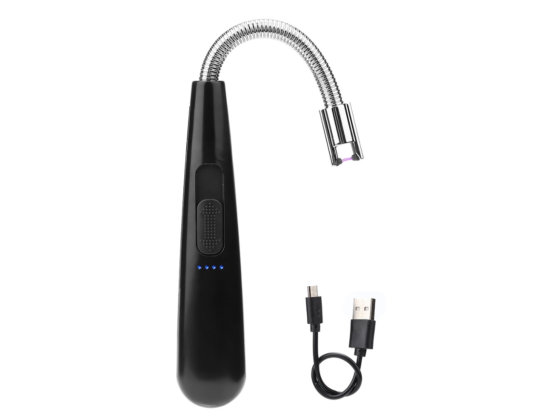Encendedor Eléctrico Sin Llama Recargable Por Usb, Giratorio 360°, Resistente Al Viento, Para Barbacoa (negro)