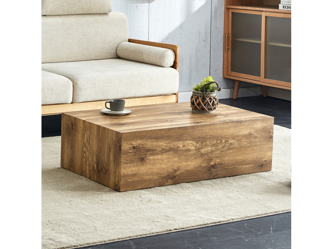 Mesa De Centro Rectangular De Mdf, 90x50x30cm, Con Patas Antideslizantes.