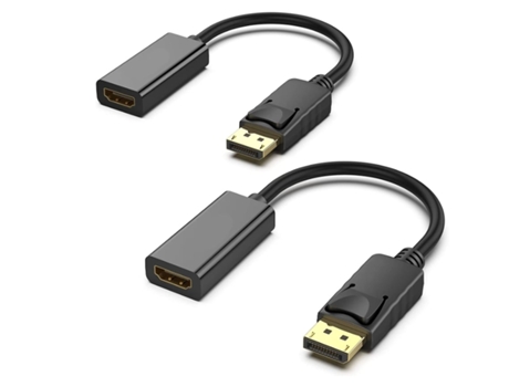 Paquete de adaptador Displayport a HDMI con convertidor HDMI macho a hembra de 2 Dp Display Port con audio negro