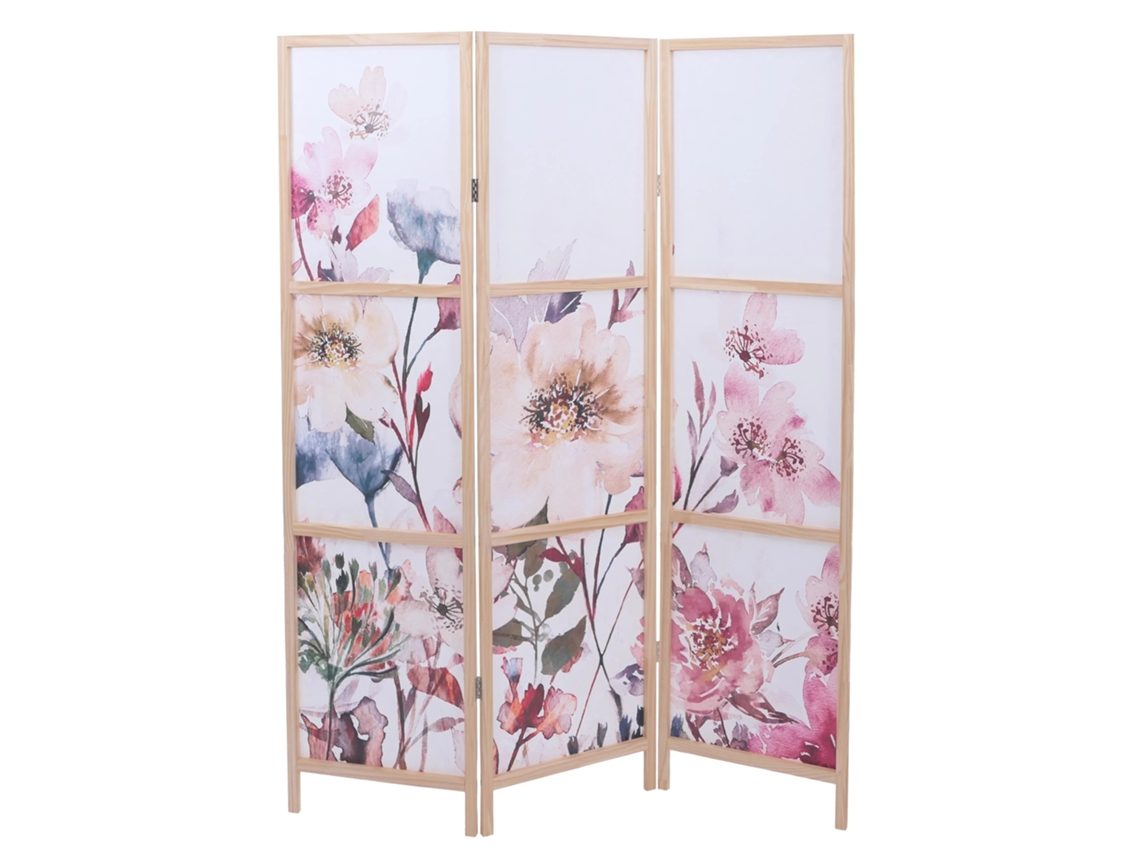 Paravent Flexible 3 Paneles Separador De Pieza Motivo Floral 170