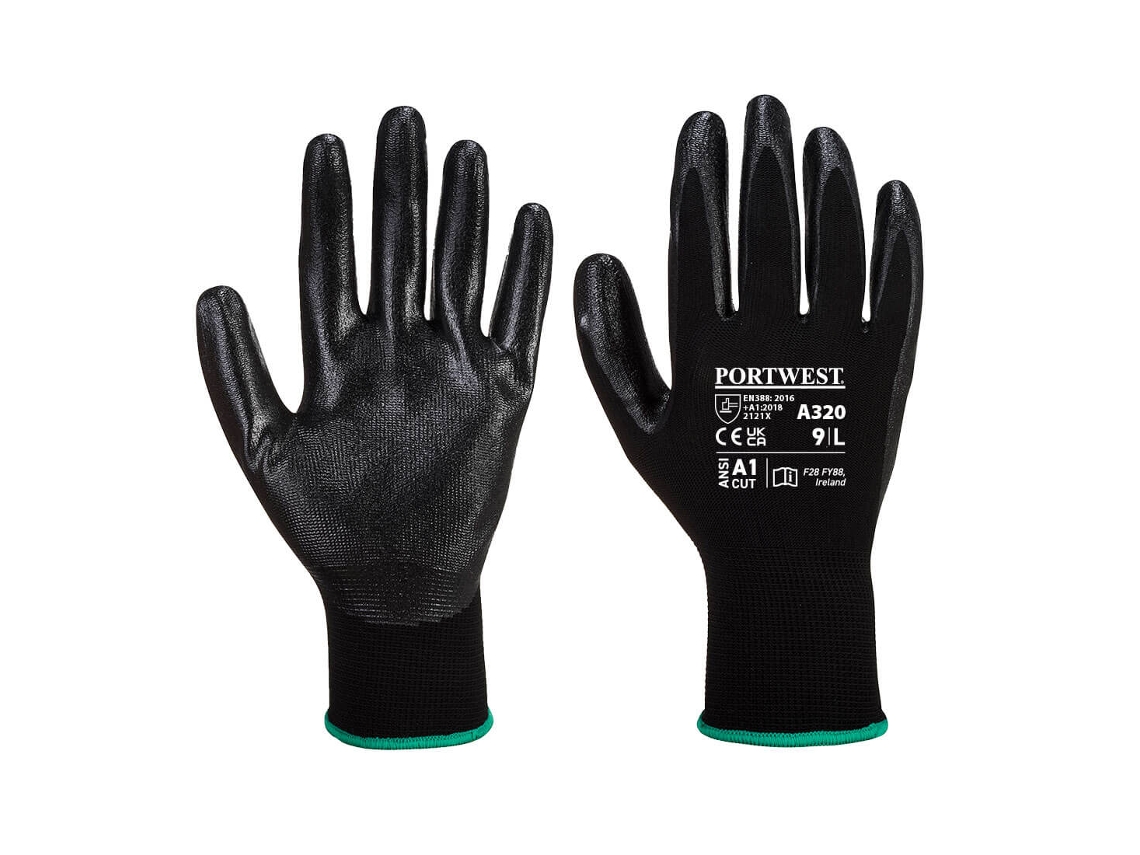 Guante Dexti Grip para trabajos de separación y precisión / Negro / M Portwest