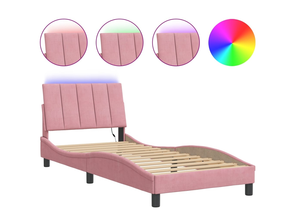 Maison Exclusive - Estructura De Cama Con Led Sin Colchón Hanko Terciopelo Rosa 80x200 Cm