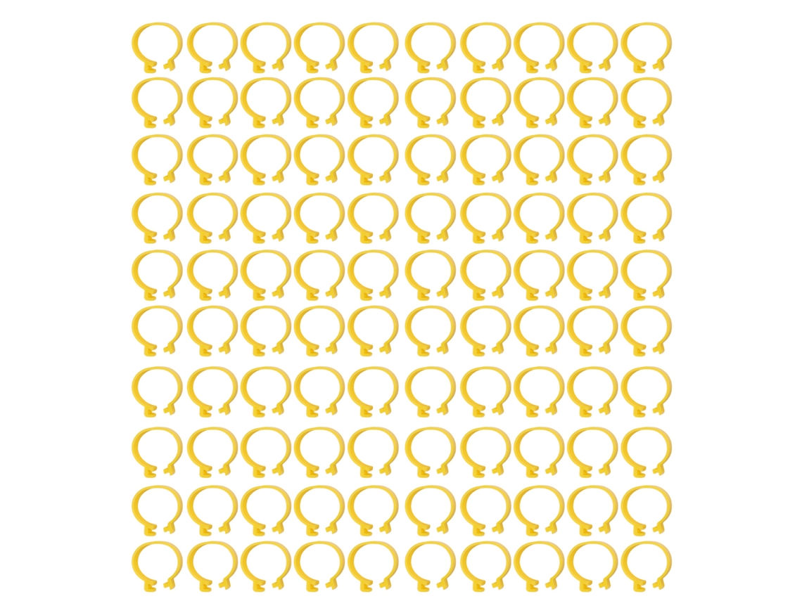 100 Arandelas De Plástico Reutilizables Para Patas De Pollos, Patos Y Gansos, 16 Mm, Color Amarillo.