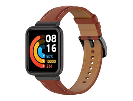 Correa de piel auténtica ajustable para Xiaomi Redmi Watch 2 Lite - marrón oscuro