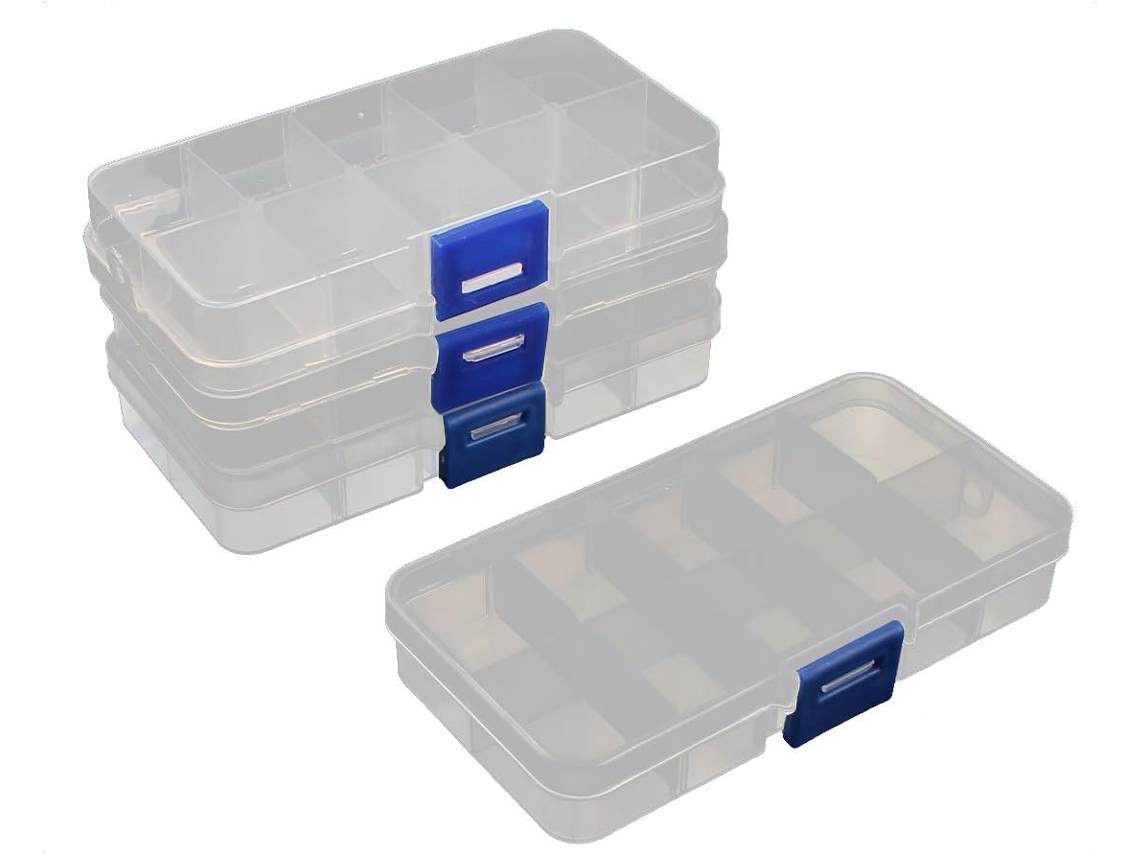 4 Cajas De Almacenamiento Transparentes De 10 Compartimentos Para Componentes Electrónicos Y Piez...
