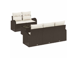 Maison Exclusive - Conjunto De Sofá De Jardín 6 Pcs Marrón Y Crema Ratán Sintético