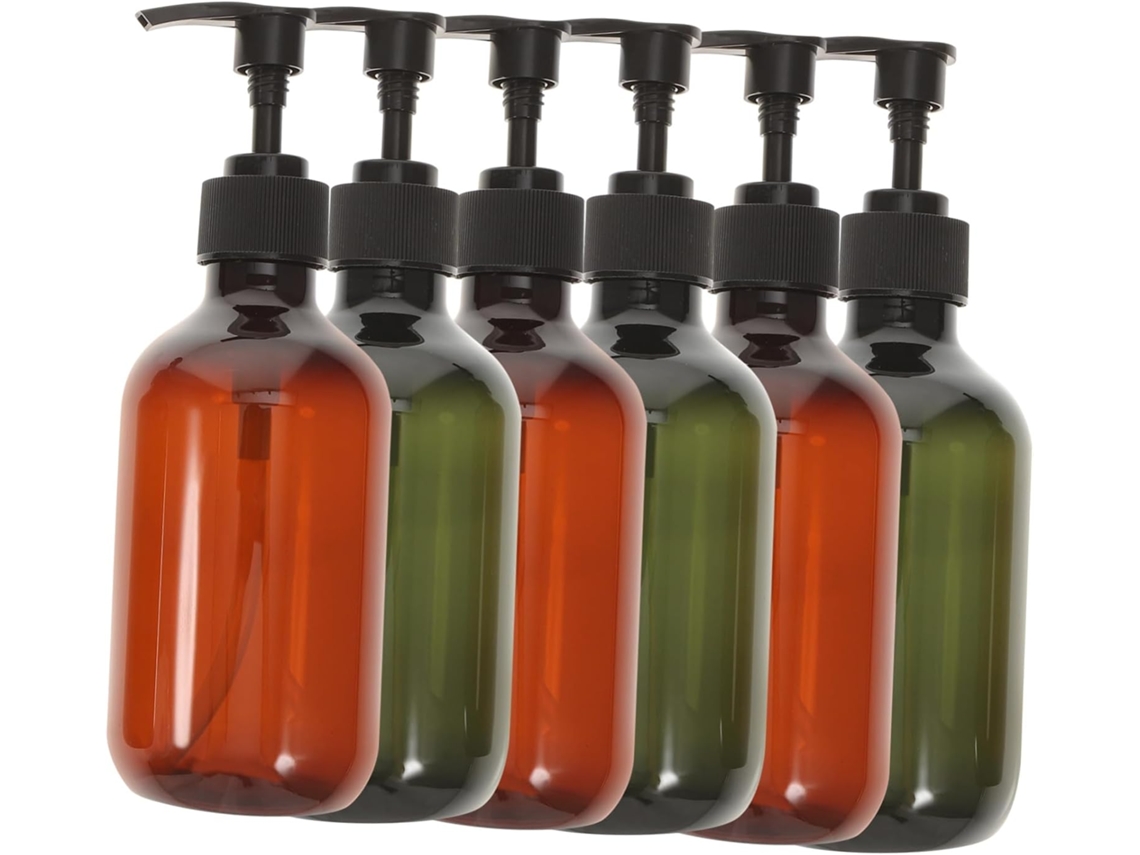De 6 Frascos Com Bomba Dosadora Para Shampoo E Gel De Banho.