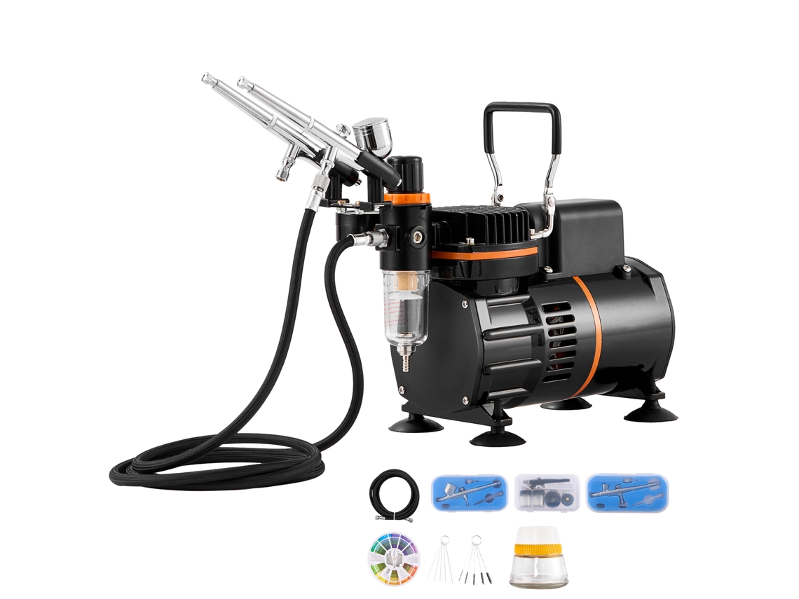 Kit de aerógrafo Succebuy con compresor de ventilador Duplo EE, 3 aerógrafos