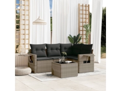Conjunto de sofás de jardín de 5 piezas DKD Home Decor con cojines de mimbre gris