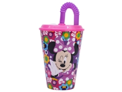 Vaso deportivo Disney Minnie Bold Florals con tapa y pajita, 430 ml, 81230
