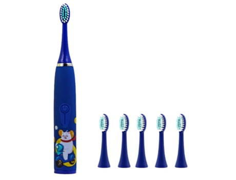 Cepillo de dientes eléctrico para niños con 6 cabezales de cepillo resistente al agua IPX7 temporizador inteligente integrado cepillo de dientes pa...