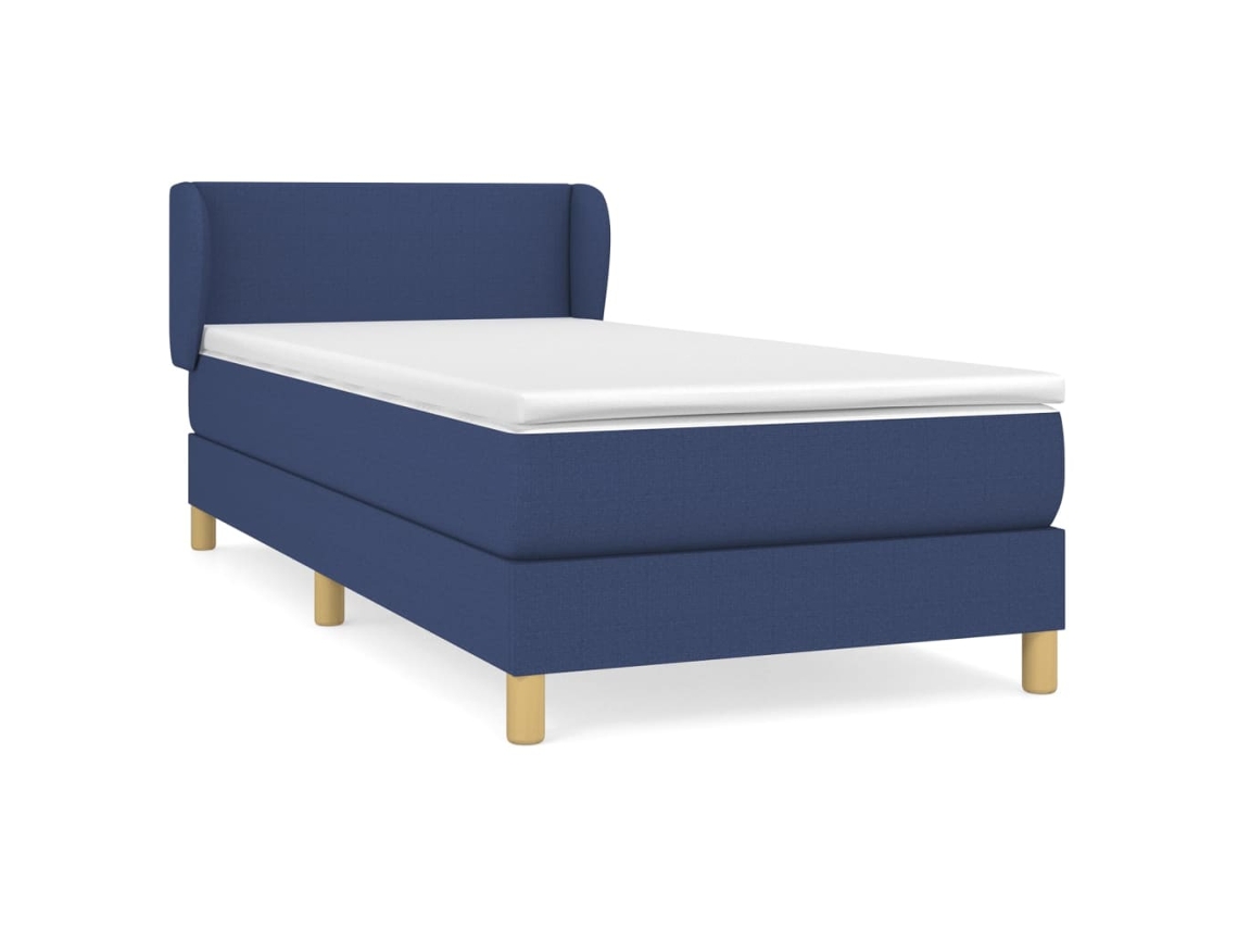 Maison Exclusive - Cama Box Spring Con Colchón Tela Azul 80x200 Cm