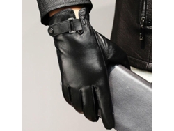 Guantes De Cuero De Oveja Auténtico Para Hombre Con Forro Suave Calient Touch Screen Para Conducir M Negro