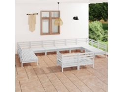 Conjunto de salón de jardín de 12 piezas de pino macizo blanco Dkd Home Decor