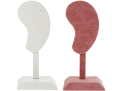 Soporte Para Pendientes De Pu, Expositor De Joyería Con 2 Soportes Compactos, Blanco, Rosa
