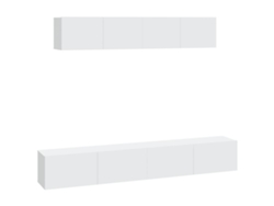 Conjunto de mueble para TV de 4 piezas, madera procesada, blanco, MAISON EXCLUSIVE
