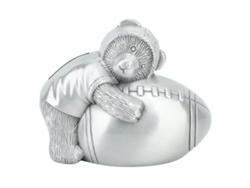 Hucha Metálica Vintage Con Diseño De Osito De Peluche Y Fútbol, Personalizada Para Niños.